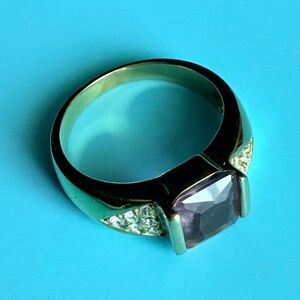 Gold tone Ring with Amethyst Stone